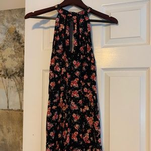 High neck open back romper